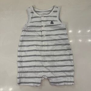 Baby GAP Gray and White Striped Romper